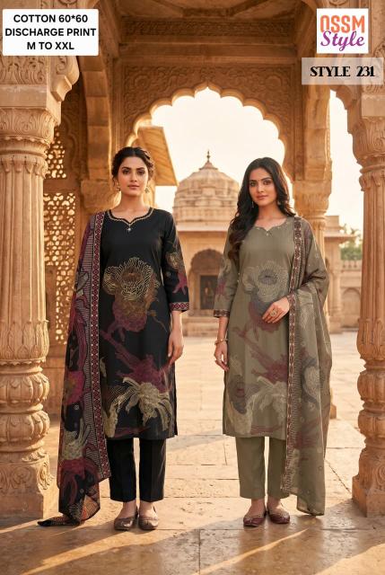 Ossm style 231 cotton 3pcs kurtis wholesale